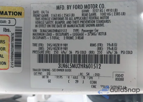 2017 Lincoln Mkz Hybrid Reserve z USA, uszkodzony, nr VIN 3LN6L5MU2HR601512